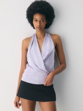 Aritzia Wilfred Martini Satin Blouse - Wildflower Lilac - Small